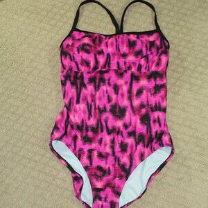 Nike Women's Size 16 Pink Black One Piece Swim Suit